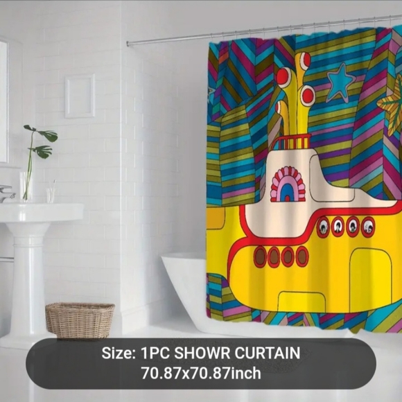 The Beatles Yellow Submarine Shower curtain and Bathroom rugs, Beatles Bathroom - Picture 3 of 7